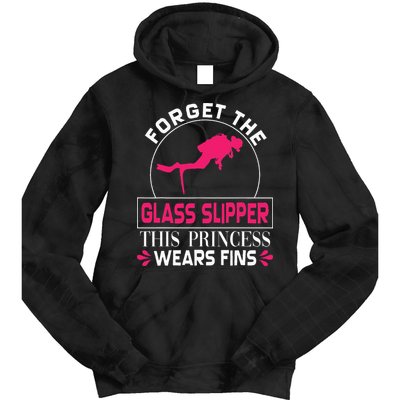 Scuba Diving Diver Forget Glass Slipper Princess Fins Tie Dye Hoodie