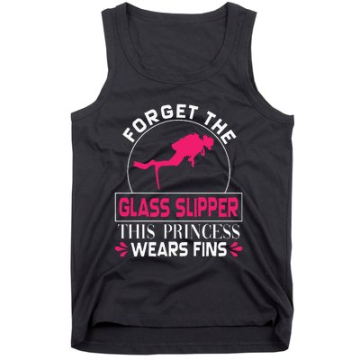 Scuba Diving Diver Forget Glass Slipper Princess Fins Tank Top