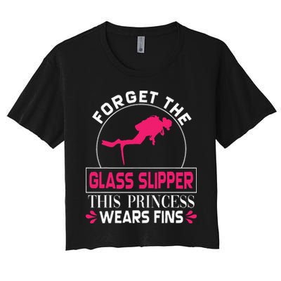 Scuba Diving Diver Forget Glass Slipper Princess Fins Crop Top