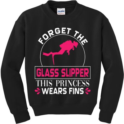 Scuba Diving Diver Forget Glass Slipper Princess Fins Kids Sweatshirt