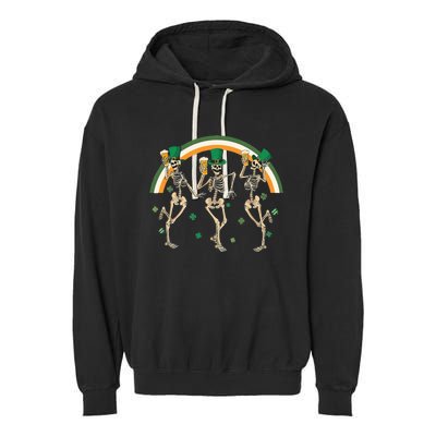 Skeleton Dancing Drink St PatrickS Day Garment-Dyed Fleece Hoodie