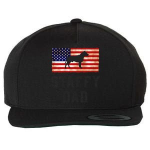 Staffy Dad Distressed American Flag Dog Lovers Gift Wool Snapback Cap