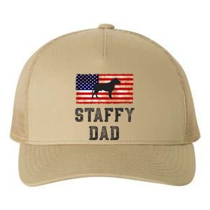 Staffy Dad Distressed American Flag Dog Lovers Gift Yupoong Adult 5-Panel Trucker Hat