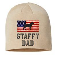 Staffy Dad Distressed American Flag Dog Lovers Gift Sustainable Beanie