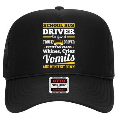 School District Drivers Yellow Shuttle Bus Drivers Gifts High Crown Mesh Back Trucker Hat