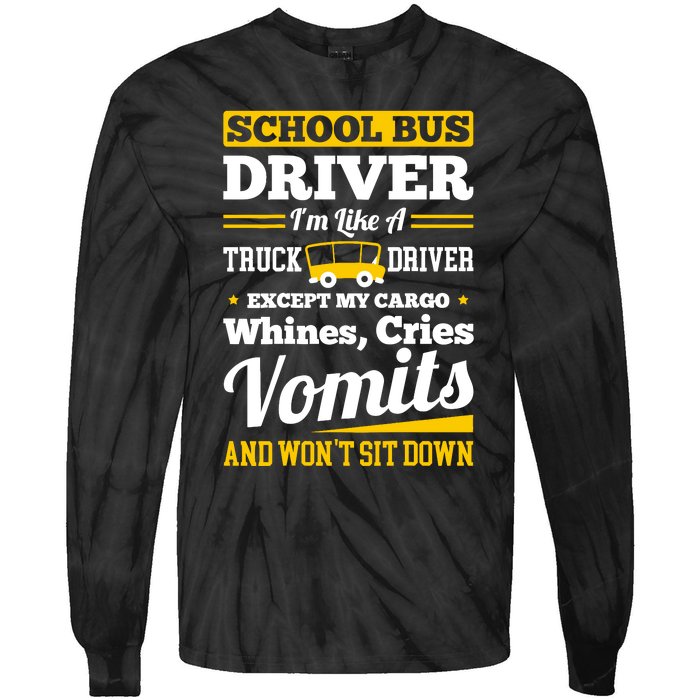 School District Drivers Yellow Shuttle Bus Drivers Gifts Tie-Dye Long Sleeve Shirt