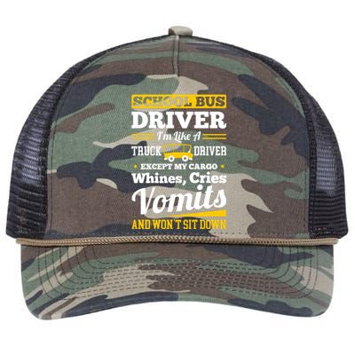 School District Drivers Yellow Shuttle Bus Drivers Gifts Retro Rope Trucker Hat Cap