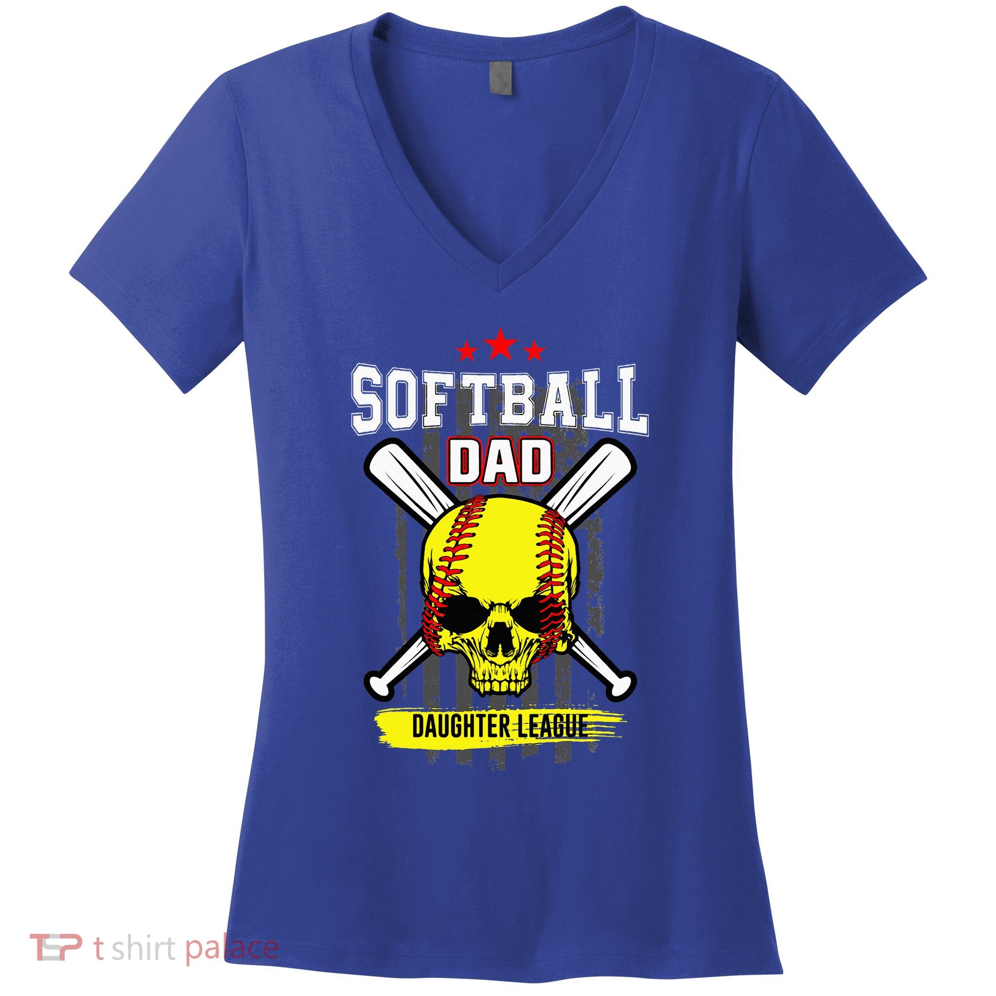Softball Dad Daughter League Women's V-Neck T-Shirt