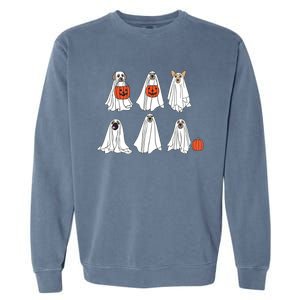 Spooky Dog Dressed As Ghost Funny Ghost Dog Halloween Garment-Dyed Sweatshirt