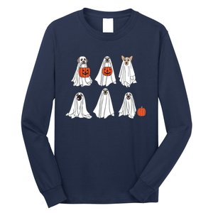 Spooky Dog Dressed As Ghost Funny Ghost Dog Halloween Long Sleeve Shirt