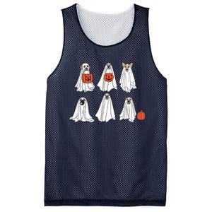 Spooky Dog Dressed As Ghost Funny Ghost Dog Halloween Mesh Reversible Basketball Jersey Tank