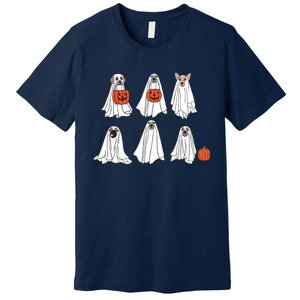 Spooky Dog Dressed As Ghost Funny Ghost Dog Halloween Premium T-Shirt