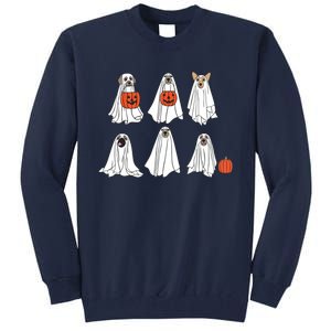 Spooky Dog Dressed As Ghost Funny Ghost Dog Halloween Tall Sweatshirt