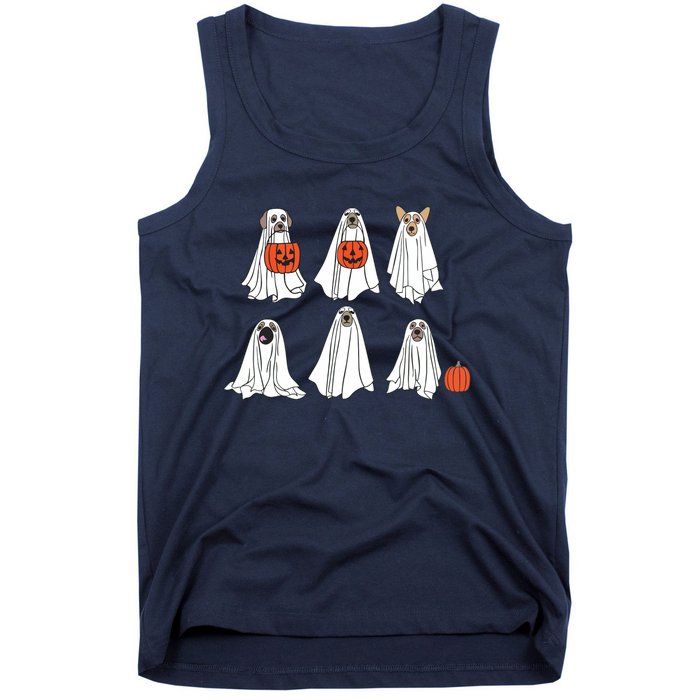 Spooky Dog Dressed As Ghost Funny Ghost Dog Halloween Tank Top