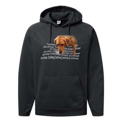 Schlop Dog Drinking Water Meme Performance Fleece Hoodie