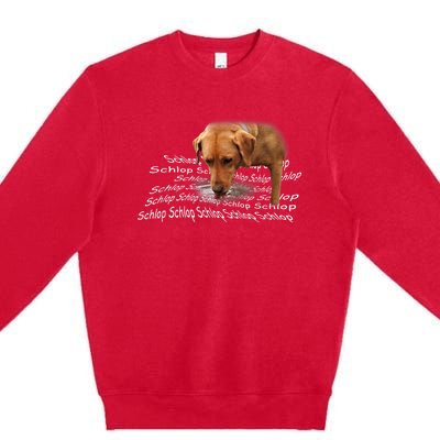 Schlop Dog Drinking Water Meme Premium Crewneck Sweatshirt