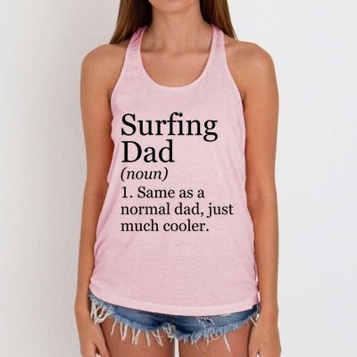 Surfing Dad Definition Funny Sarcastic Sports Funny Gift Women's Knotted Racerback Tank