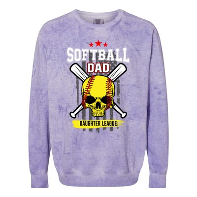 Softball Dad Daughter League Gift Colorblast Crewneck Sweatshirt