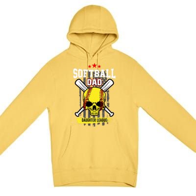 Softball Dad Daughter League Gift Premium Pullover Hoodie