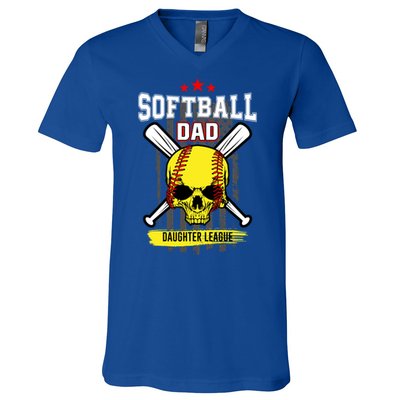 Softball Dad Daughter League Gift V-Neck T-Shirt