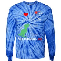 Step Dadsaurus Daddy Rex Autism Awareness Proud Dad Gift Tie-Dye Long Sleeve Shirt