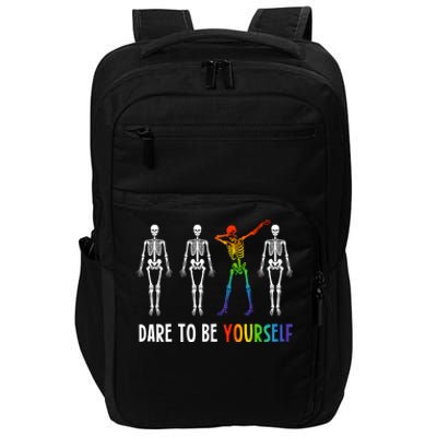 Skeleton Dabbing Dare To Be Yourself Funny Autism Gift Impact Tech Backpack