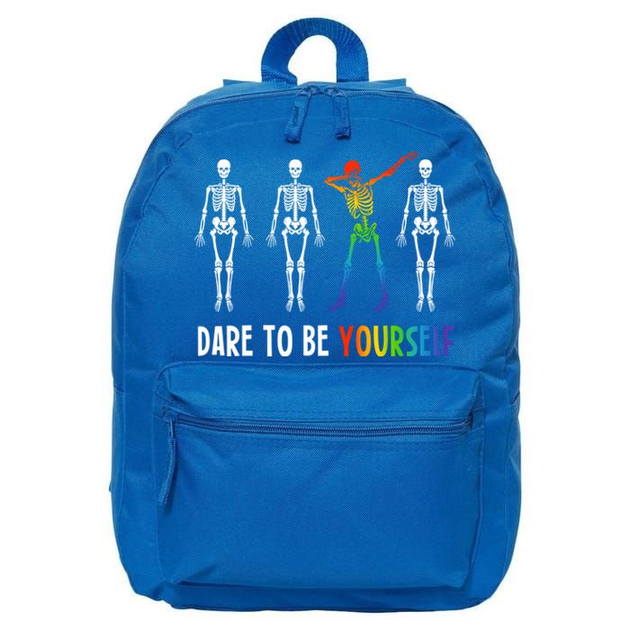 Skeleton Dabbing Dare To Be Yourself Funny Autism Gift 16 in Basic Backpack