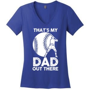 Son Daughter Dad Father Baseball Gift Women's V-Neck T-Shirt