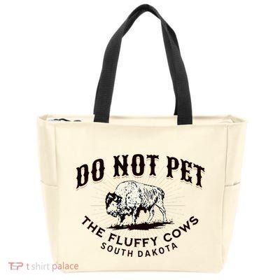South Dakota Do Not Pet The Fluffy Cows Bison Souvenir Zip Tote Bag