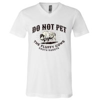 South Dakota Do Not Pet The Fluffy Cows Bison Souvenir V-Neck T-Shirt