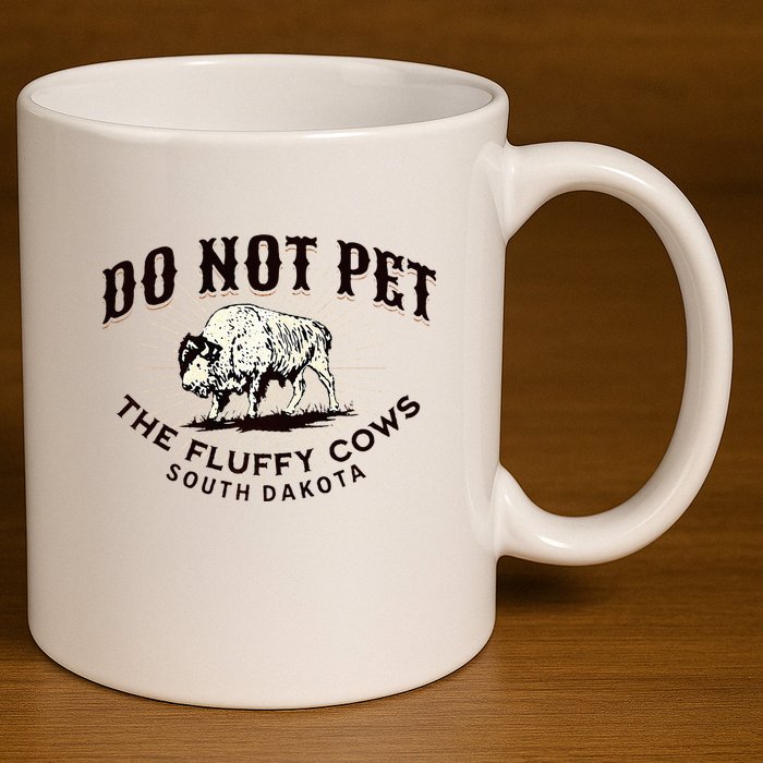 South Dakota Do Not Pet The Fluffy Cows Bison Souvenir 11oz C Handle Ceramic Mug