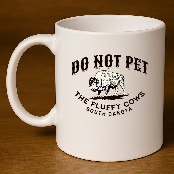 South Dakota Do Not Pet The Fluffy Cows Bison Souvenir 11oz C Handle Ceramic Mug