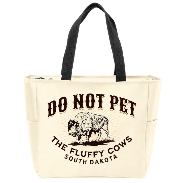 South Dakota Do Not Pet The Fluffy Cows Bison Souvenir Zip Tote Bag