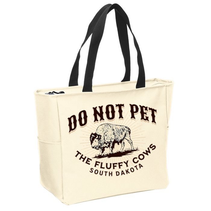 South Dakota Do Not Pet The Fluffy Cows Bison Souvenir Zip Tote Bag
