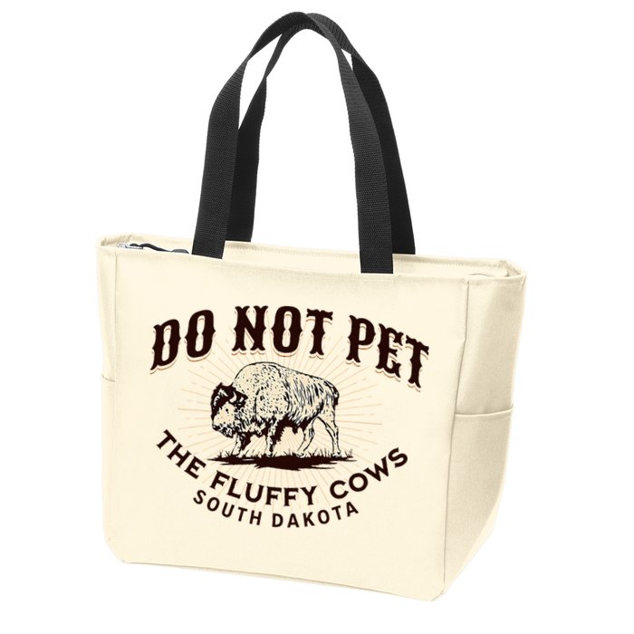 South Dakota Do Not Pet The Fluffy Cows Bison Souvenir Zip Tote Bag