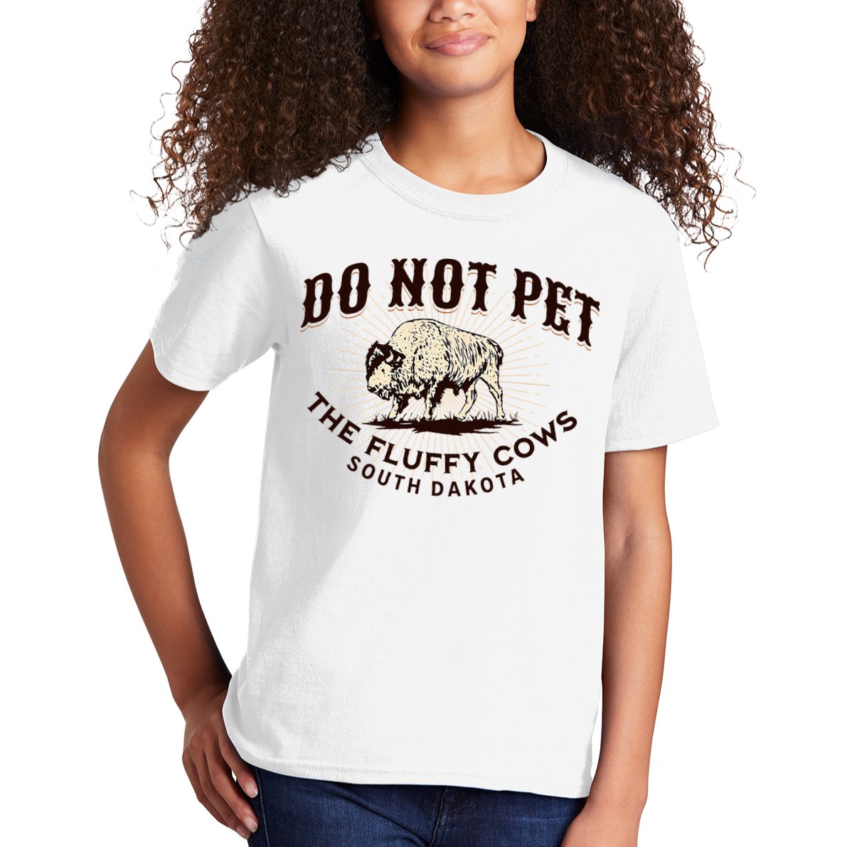South Dakota Do Not Pet The Fluffy Cows Bison Souvenir Kids T-Shirt