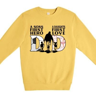 Soccer Dance Dad Sons First Hero Daughter Love Fathers Day Great Gift Premium Crewneck Sweatshirt