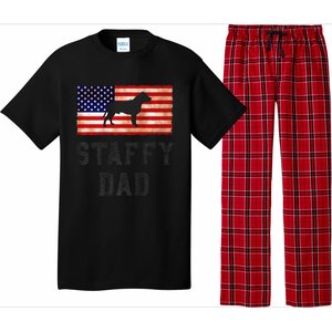 Staffy Dad Distressed American Flag Dog Lovers Gift Pajama Set