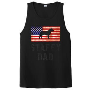 Staffy Dad Distressed American Flag Dog Lovers Gift PosiCharge Competitor Tank