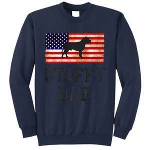 Staffy Dad Distressed American Flag Dog Lovers Gift Sweatshirt