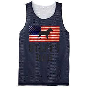 Staffy Dad Distressed American Flag Dog Lovers Gift Mesh Reversible Basketball Jersey Tank