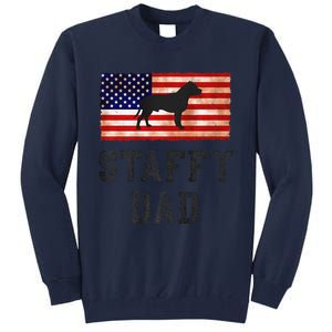 Staffy Dad Distressed American Flag Dog Lovers Gift Tall Sweatshirt