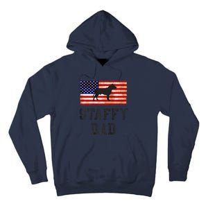 Staffy Dad Distressed American Flag Dog Lovers Gift Tall Hoodie