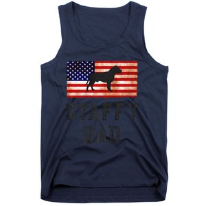 Staffy Dad Distressed American Flag Dog Lovers Gift Tank Top