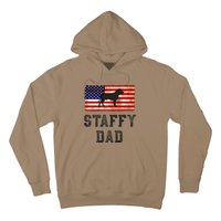 Staffy Dad Distressed American Flag Dog Lovers Gift Hoodie