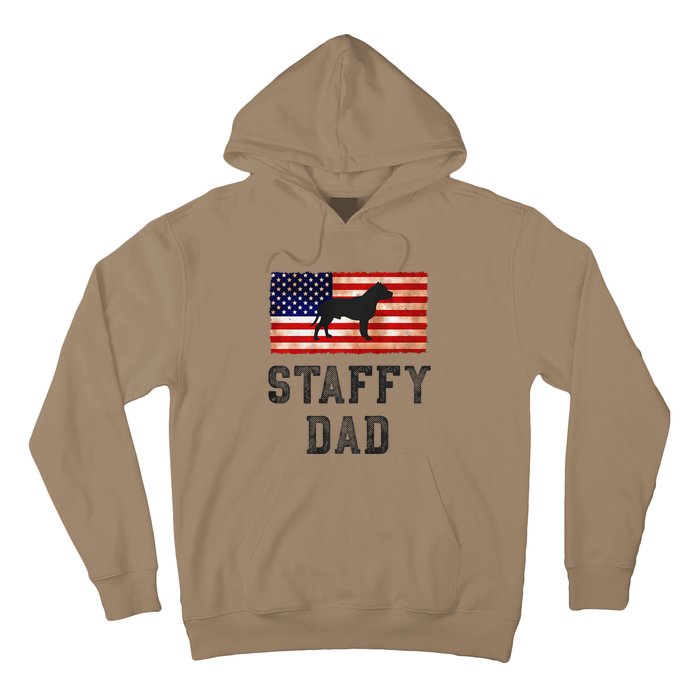 Staffy Dad Distressed American Flag Dog Lovers Gift Hoodie