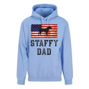 Staffy Dad Distressed American Flag Dog Lovers Gift Unisex Surf Hoodie