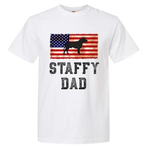 Staffy Dad Distressed American Flag Dog Lovers Gift Garment-Dyed Heavyweight T-Shirt