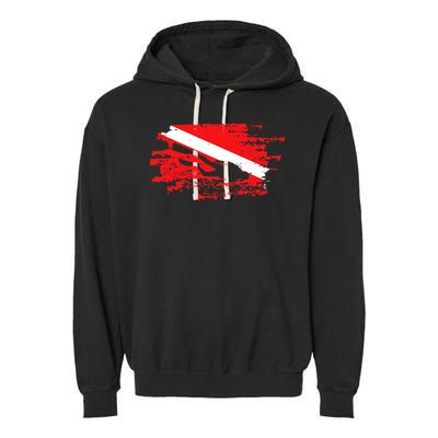 Scuba Diving Diver Down Flag Awesome Marine Diver Dive Gift Garment-Dyed Fleece Hoodie