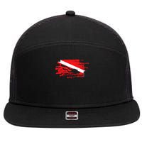 Scuba Diving Diver Down Flag Awesome Marine Diver Dive Gift 7 Panel Mesh Trucker Snapback Hat